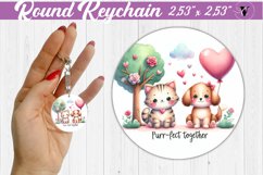Round Keychain | Valentine&#039;s Day | Love Animals Product Image 1