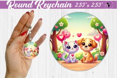 Round Keychain | Valentine&#039;s Day | Love Animals Product Image 1