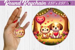 Round Keychain | Valentine&#039;s Day | Love Animals Product Image 1