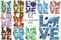 Love Animals PNG Sublimation Clipart Bundle Product Image 1