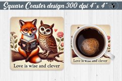 Square Coasters | Valentine&#039;s Day | Love Animals Product Image 1