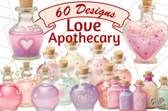 Love Potion Apothecary Clipart, Vintage Potion PNG Product Image 1