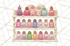 Love Potion Apothecary Clipart, Vintage Potion PNG Product Image 5