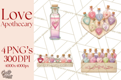 Love Potion Apothecary Clipart, Vintage Potion PNG Product Image 1