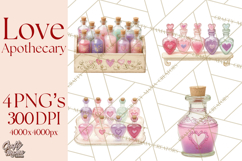 Love Potion Apothecary Clipart, Vintage Potion PNG Product Image 1