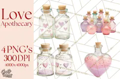 Love Potion Apothecary Clipart, Vintage Potion PNG Product Image 1