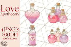 Love Potion Apothecary Clipart, Vintage Potion PNG Product Image 1