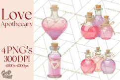 Love Potion Apothecary Clipart, Vintage Potion PNG Product Image 1