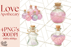 Love Potion Apothecary Clipart, Vintage Potion PNG Product Image 1