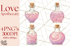Love Potion Apothecary Clipart, Vintage Potion PNG Product Image 1