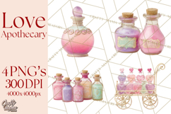 Love Potion Apothecary Clipart, Vintage Potion PNG Product Image 1