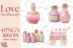 Love Potion Apothecary Clipart, Vintage Potion PNG Product Image 1