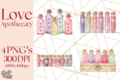 Love Potion Apothecary Clipart, Vintage Potion PNG Product Image 1