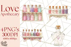 Love Potion Apothecary Clipart, Vintage Potion PNG Product Image 1