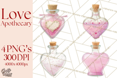 Love Potion Apothecary Clipart, Vintage Potion PNG Product Image 1