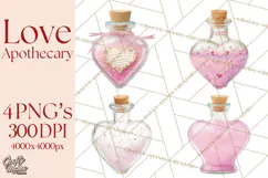 Love Potion Apothecary Clipart, Vintage Potion PNG Product Image 1