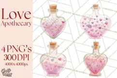 Love Potion Apothecary Clipart, Vintage Potion PNG Product Image 1