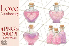 Love Potion Apothecary Clipart, Vintage Potion PNG Product Image 1