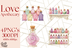 Love Potion Apothecary Clipart, Vintage Potion PNG Product Image 1