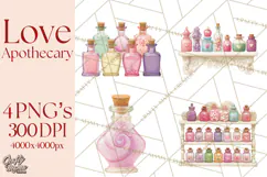 Love Potion Apothecary Clipart, Vintage Potion PNG Product Image 1