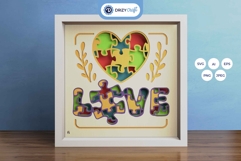 LOVE Autism 3D Layered Paper Cut - Love 3D SVG Product Image 1