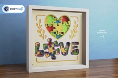 LOVE Autism 3D Layered Paper Cut - Love 3D SVG Product Image 2