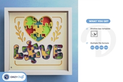 LOVE Autism 3D Layered Paper Cut - Love 3D SVG Product Image 3