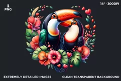 Valentines Day clipart, toucan couple Clipart, Birds png Product Image 2