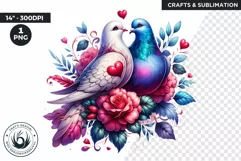 Valentines Day clipart, doves couple Clipart, Birds png Product Image 1