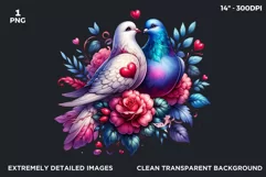 Valentines Day clipart, doves couple Clipart, Birds png Product Image 2