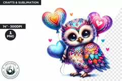 Valentines day clipart, baby owl clipart, sublimation PNG Product Image 1