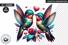 Valentines Day clipart, Hummingbirds couple Clipart, sublima Product Image 1