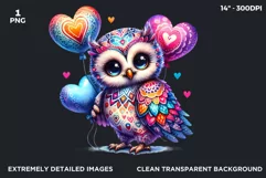 Valentines day clipart, baby owl clipart, sublimation PNG Product Image 2