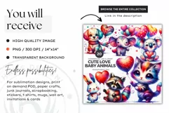 Valentines day clipart, baby flamingo clipart, sublimation Product Image 3