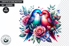 Valentines Day clipart, Lovebirds couple Clipart,Sublimatio Product Image 1