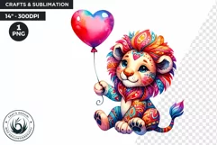 Valentines day clipart, baby Lion clipart, Lion sublimation Product Image 1