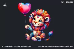 Valentines day clipart, baby Lion clipart, Lion sublimation Product Image 2