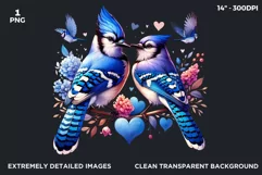 Valentines Day clipart, cardinals couple Clipart, Birds png Product Image 2