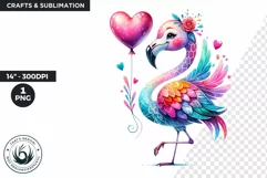 Valentines day clipart, baby flamingo clipart, sublimation Product Image 1