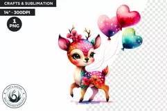 Valentines day clipart, Baby deer clipart,sublimation PNG Product Image 1