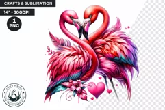 Valentines Day clipart, Flamingo couple Clipart, sublimation Product Image 1