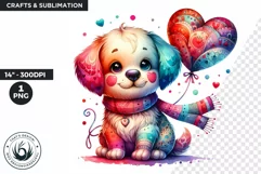 Valentines day clipart, Puppy clipart, dog sublimation PNG Product Image 1