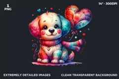 Valentines day clipart, Puppy clipart, dog sublimation PNG Product Image 2