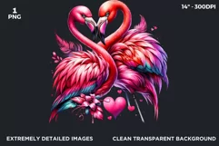 Valentines Day clipart, Flamingo couple Clipart, sublimation Product Image 2