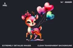 Valentines day clipart, Baby deer clipart,sublimation PNG Product Image 2