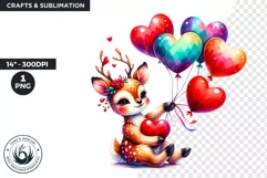 Valentines day clipart, Baby deer clipart,sublimation PNG Product Image 1