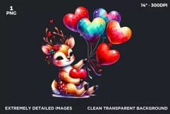 Valentines day clipart, Baby deer clipart,sublimation PNG Product Image 2