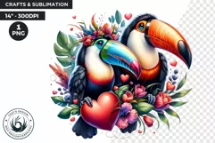 Valentines Day clipart, toucans couple Clipart, Birds png Product Image 1