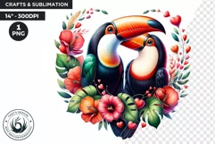 Valentines Day clipart, toucan couple Clipart, Birds png Product Image 1