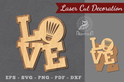 Love Badminton Laser Cut Decoration Product Image 1